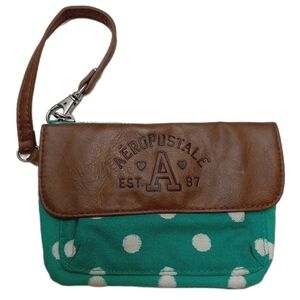 🍒4 for $20🍒 AEROPOSTALE Polka Dot Fabric & Faux Leather Wristlet Purse